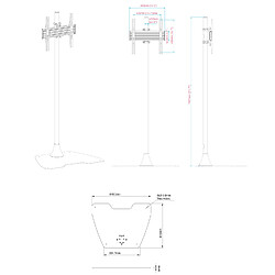 Kimex Support sol pour écran TV 32'' - 75'' - Hauteur 180cm pas cher