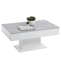 FMD Table basse gris béton et blanc