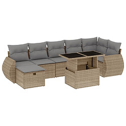 vidaXL Salon de jardin avec coussins 8 pcs beige résine tressée