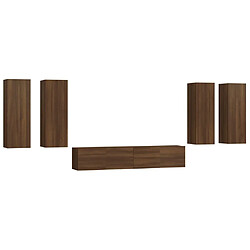 Maison Chic Ensemble de meubles TV 6 pcs | Banc TV Moderne pour salon | Meuble de Rangement - Chêne marron Bois d'ingénierie -MN91205