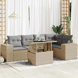 vidaXL Salon de jardin avec coussins 6 pcs beige résine tressée