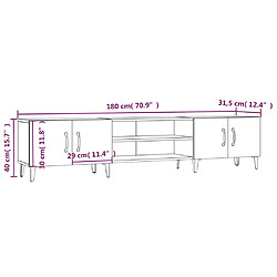 vidaXL Meuble TV gris béton 180x31,5x40 cm bois d'ingénierie pas cher