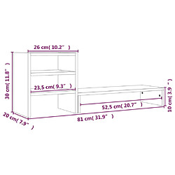 vidaXL Support de moniteur Blanc 81x20x30 cm Bois de pin solide pas cher