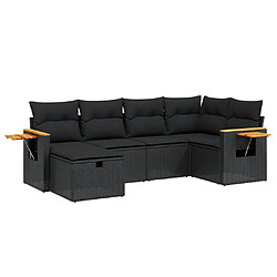 vidaXL Salon de jardin 6 pcs avec coussins noir résine tressée