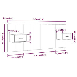 vidaXL Tête de lit avec armoires sonoma gris Bois d'ingénierie pas cher