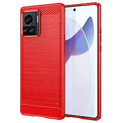 Coque en TPU MOFI surface brossée, flexible, texture fibre de carbone, anti-chutte pour votre Motorola Moto X30 Pro 5G/Edge 30 Ultra 5G/Edge X - rouge