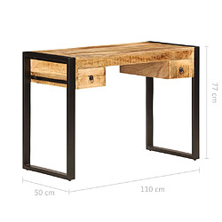 vidaXL Bureau avec 2 tiroirs 110x50x77 cm Bois solide de manguier pas cher