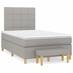 Maison Chic Lit adulte- Lit + matelas,Sommier à lattes de lit et matelas gris clair 120x190 cm tissu -GKD10696