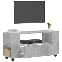 Avis vidaXL Meuble TV gris béton 102x34,5x43 cm bois d'ingénierie