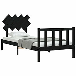 Acheter Maison Chic Lit adulte - Cadre Structure de lit avec tête de lit Contemporain noir 90x200 cm bois massif -MN33632