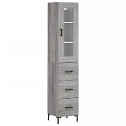 vidaXL Buffet haut Sonoma gris 34,5x34x180 cm Bois d'ingénierie