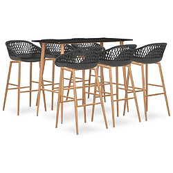 vidaXL Ensemble de bar 7 pcs Noir et gris