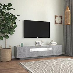 Avis vidaXL Meuble TV avec lumières LED gris béton 160x35x40 cm