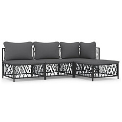 Maison Chic Salon de jardin 4 pcs avec coussins - Table et chaises d'extérieur - Mobilier/Meubles de jardin Moderne anthracite acier -MN92290