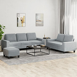 Maison Chic Ensemble de canapés 3 pcs, Canapé droit Sofa pour Salon gris clair tissu -GKD999158