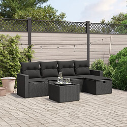 Maison Chic Ensemble Tables et chaises d'extérieur 6pcs avec coussins,Salon de jardin noir résine tressée -GKD183680