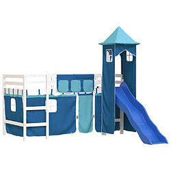 Acheter Vidaxl Lit mezzanine enfants avec tour bleu 80x200cm bois pin massif