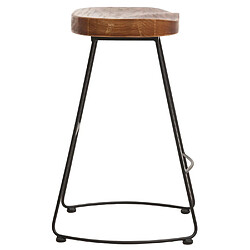 Mendler Tabouret de bar HWC-N25, chaise de bar tabouret de comptoir tabouret de cuisine, repose-pieds Industrial métal massif-bois structure 3D ~ brun pas cher