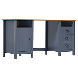 Helloshop26 Bureau table poste de travail meuble d'ordinateur informatique étude Hill 150 x 50 x 74 cm bois de pin solide gris 02_0023862