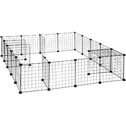 Helloshop26 Enclos pour petits animaux domestiques parc extensible cage grille clapier grillage pack de 24 noir 13_0000964