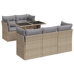 vidaXL Salon de jardin avec coussins 6 pcs beige résine tressée