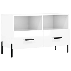 Maison Chic Meuble TV scandinave - Banc TV pour salon Blanc brillant 80x36x50 cm Bois d'ingénierie -MN48935