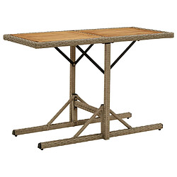 vidaXL Table de jardin Beige Bois massif d'acacia et poly rotin