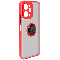 Avizar Coque pour Xiaomi Redmi 12 Hybride Bague Métallique Support Vidéo Ringrip Rouge