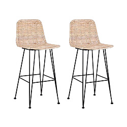 Beliani Lot de 2 chaises de bar CASSITA Rotin Naturel