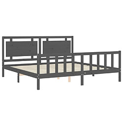 Maison Chic Lit adulte - Cadre Structure de lit avec tête de lit Contemporain gris 200x200 cm bois massif -MN69665 pas cher