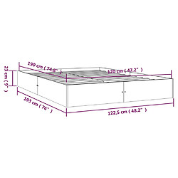 vidaXL Cadre de lit sans matelas marron miel bois massif 120x190 cm pas cher