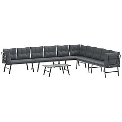 vidaXL Ensemble de bancs de jardin avec coussins 5 pcs noir