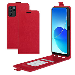 Coque en TPU + PU porte-carte verticale texture crazy horse rouge pour votre Oppo Reno6 Z