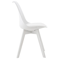 Avis Decoshop26 Chaise de salle à manger x1 design scandinave en plastique et PVC blanc et pieds en bois blanc 10_0002274