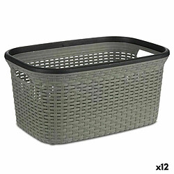 Kipit Panier à linge Gris Plastique 36 L 36 x 25,5 x 53 cm (12 Unités)