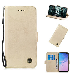 Wewoo Housse Coque Etui en cuir multifonctionnel avec rabat horizontal fente pour carte et support Galaxy A30 or