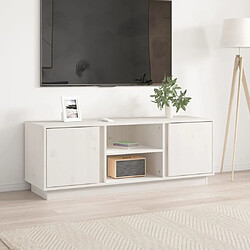 Maison Chic Meuble TV scandinave - Banc TV pour salon Blanc 110x35x40,5 cm Bois de pin massif -MN90680