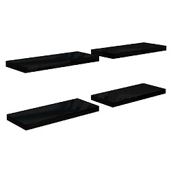 Maison Chic Lot de 4 Étagère murale flottante,Etagère de rangement Noir brillant 60x23,5x3,8 cm MDF -MN36984