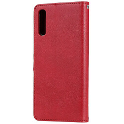 Avis Wewoo Housse Coque Pour Galaxy A70 Étui de protection à rabat horizontal de couleur unie avec support et fentes cartes et portefeuille et cadre photo et lanière rouge