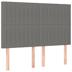 Avis vidaXL Tête de lit à LED Gris foncé 144x5x118/128 cm Tissu