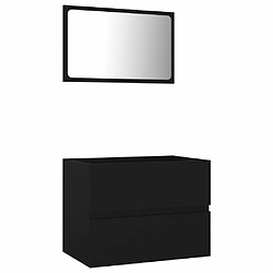 Maison Chic Ensemble de 2 meubles de salle de bain,Armoire rangement + miroir Noir Aggloméré -MN65038