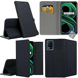 Htdmobiles Housse etui portefeuille avec coque intérieure en silicone pour Realme 8 5G + film ecran - NOIR MAGNET