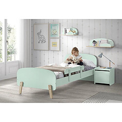 Vipack KIDDY Lit simple en bois laqué et brut et sommier 90x200cm Vert menthe