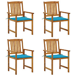 Maison Chic Lot de 4 Chaises de jardin,Fauteuil d'extérieur avec coussins Bois d'acacia massif -MN90372