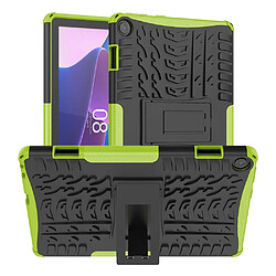 Coque en TPU texture de pneu, résistant aux chocs avec béquille pour votre Lenovo Tab M10 (Gen 3) - vert