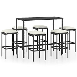 Maison Chic Ensemble de bar de jardin 7 pcs et coussins,Table + chaises + coussins de jardin Résine tressée Noir -GKD627780