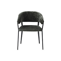 Avis Vente-Unique Lot de 2 chaises avec accoudoirs en tissu et métal noir - Vert - AVRELA