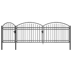 vidaXL Portail de clôture de jardin avec dessus arqué Acier 2x5 m Noir