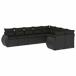 Maison Chic Salon de jardin 9 pcs avec coussins | Ensemble de Table et chaises | Mobilier d'Extérieur noir résine tressée -GKD26297