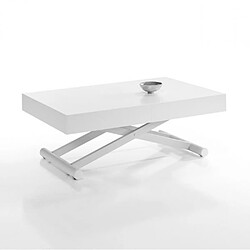 Inside 75 Table relevable extensible ACTIVA 120/214x38/77x70cm pied métal plateau laqué blanc